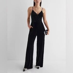 Velvet Surplice Jumpsuit